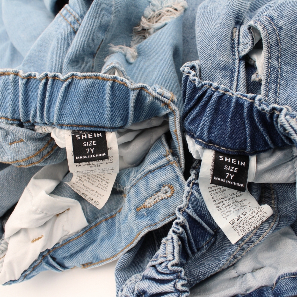 2 Pair Girls Size 7Y Shein Wide Leg Blue Jeans – Distressed & Star Print - Picture 5 of 7